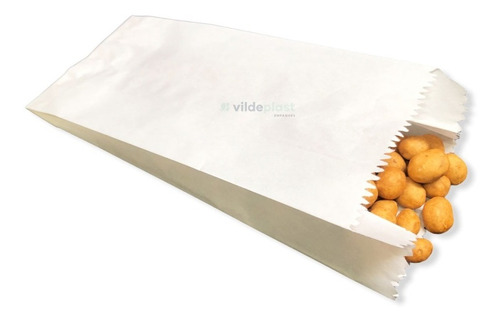 Bl-1 Bolsa Papel Blanco 8.5x20.5cm 100pzs Palomitas Churros