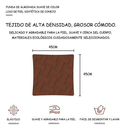 Funda De Cojín Universal De Felpa 45x45 Cm, 2 Piezas Marrón