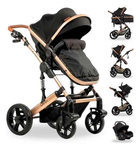 Cochecito Travel System Mega Baby Lanin 3-en-1 Negro