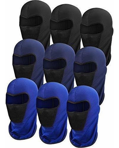 9 Piezas De Pasamontañas De Verano, Negro, Azul, Azul Marin