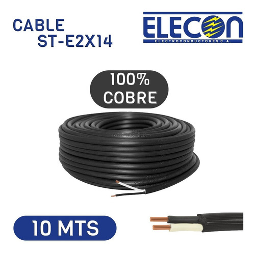 Cable Eléctrico St-e2x14 Awg Elecon X 10mts 100% Cobre 600v