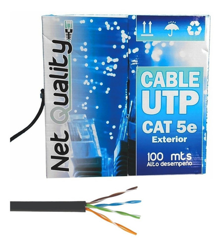 Imagen 3 de 8 de Rollo Cable Utp 100mts Cat 5e Exterior 4 Pares Ofgold!!