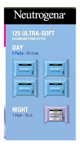 Toallitas Removedoras De Maquillaje Neutrógena 5 Pack / 125