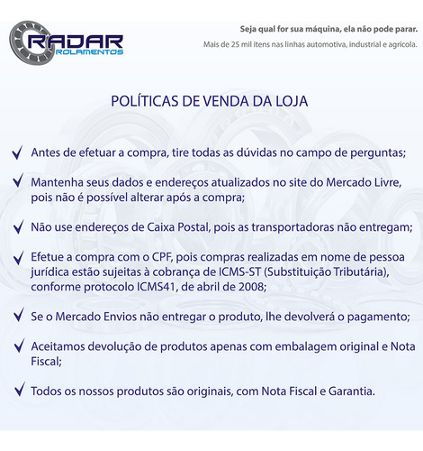 Kit Rolamento Para O Cubo Do Fh13 Vm 17-210 Vm23-240