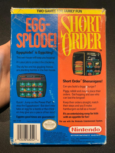 Short Order & Egg-splode! Nintendo Nes (Usado)