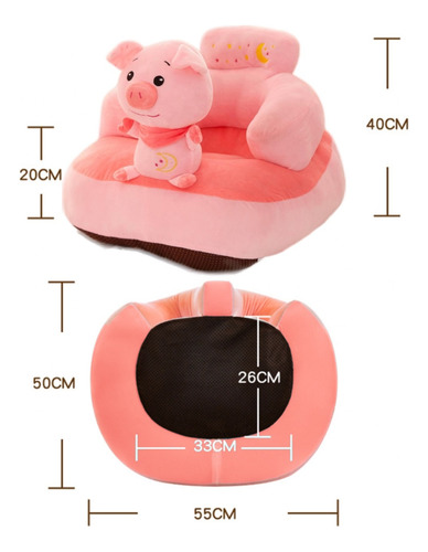 Divertido Asiento Para Bebé Sofá Sillón Relleno Cómodo Cerdo