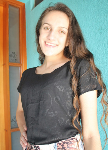 Imagem 2 de 3 de Blusa Evangelica Blusinha Crepe Estampa Preta Feminina Moda