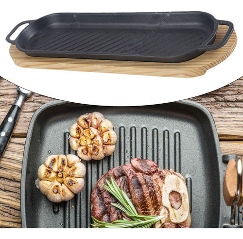 Plato Para Carne De Hierro Chisporroteante, Sartén Alargado