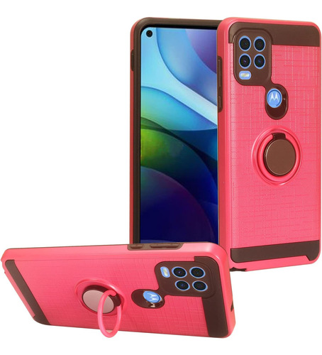 Funda Cepillada Rosa Anillo Soporte Para Moto G Stylus