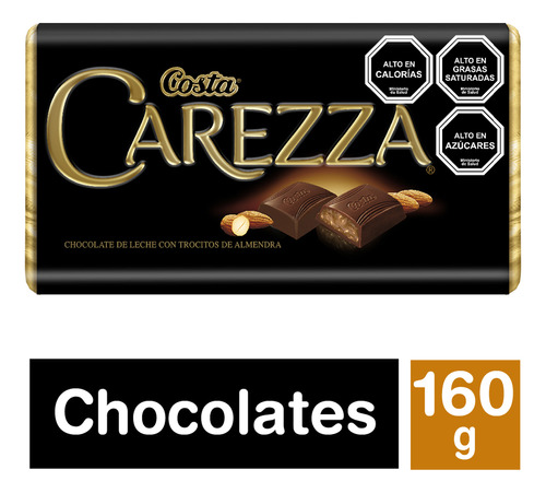 Carezza 160g Costa - Chocolate De Leche Con Almendras 