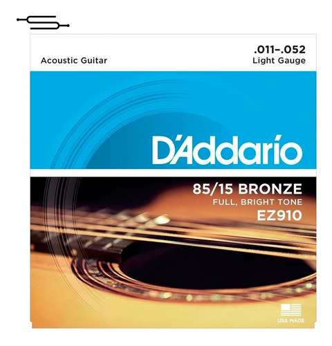 Imagen 1 de 3 de Cuerdas Guitarra Acustica Daddario 011 52 Encordado Ez910