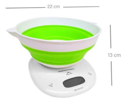 Imagen 1 de 5 de Balanza Electronica Cocina Bowl Plegable Precision 1g 3kg A1