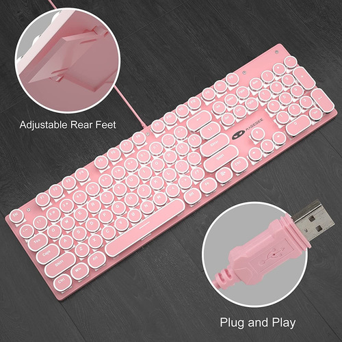 Teclado Mecánico Para Juegos Estilo Máquina De Escribir, Ros