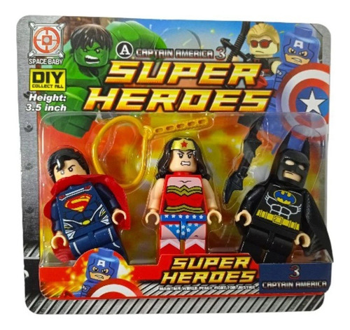3 Bonecos Legos De Super Heróis Articulado 3