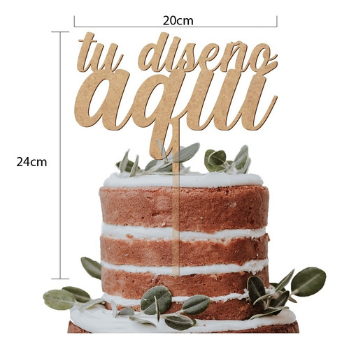 Imagen 2 de 3 de Cake Topper Adorno Personalizado Para Pastel 20cm
