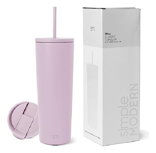 Vaso Térmico Clásico Con Popote Y Tapa 28oz Color Almendra Classic Tumbler