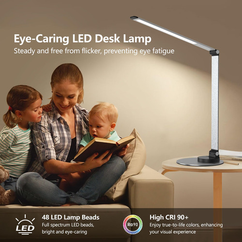 Lámpara Led De Escritorio Plegable Con Carga Usb Y Control T