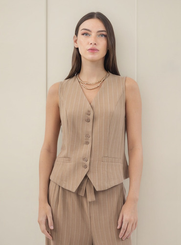 Chaleco De Dama Elegante Quarry Con Botones Y Bolsas