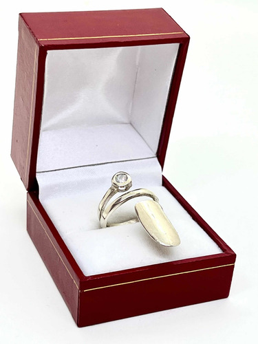 Imagen 7 de 9 de Anillo De Plata 925 Cubic Azul ; Para Uñas