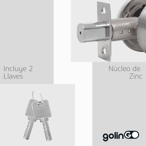 Imagen 4 de 6 de Cerrojo Puerta Doble Llave Cerradura Chapa Manija Recamara