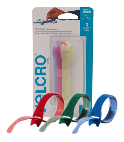 3pz Cinta Organizadora Cables Velcro® Tiras Sujeción Colores