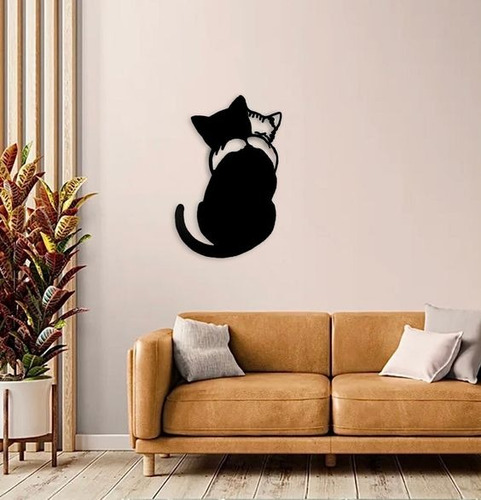 Cuadro Decorativo Con Forma De Gato Metálico 25*35cm 