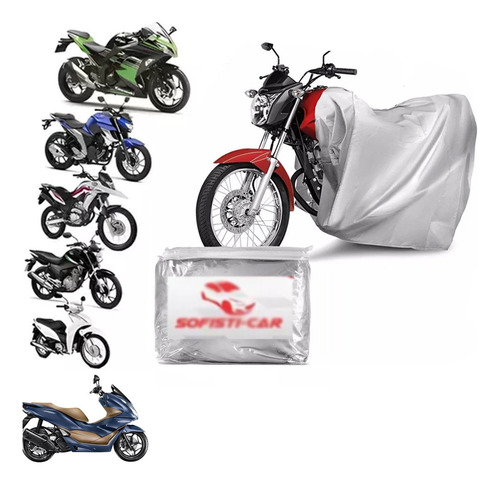 Capa Cobrir Moto Térmica Sol Chuva 100% Forrada Impermeáve Cor Preto