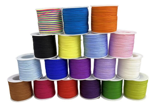 Kit 18 Cores Fio Cordão Cetim Seda Rabo De Rato 0.7mm - 180m Cor Mistura