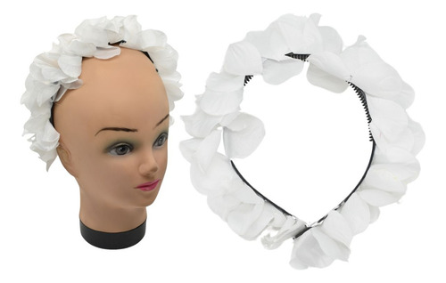 Vincha De Flores Blanca Para Cotillón Primavera Pack X 6