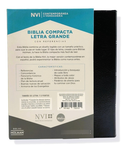 Imagen 4 de 9 de Nvi Biblia Compacta Letra Grande Negro Piel Con Indices
