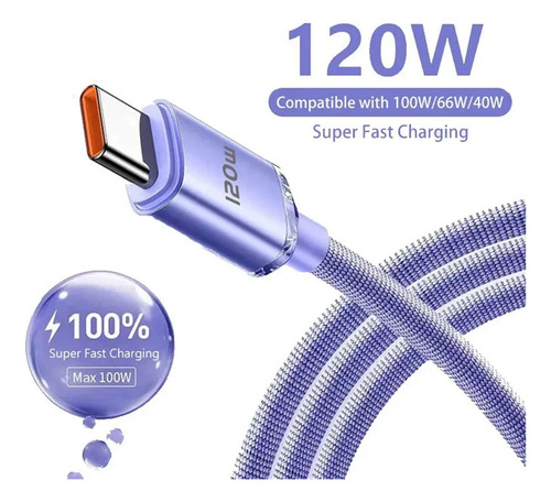 Cable Usb A A Tipo C De 120 W Y 6 A, Carga Rápida De 1,5 M