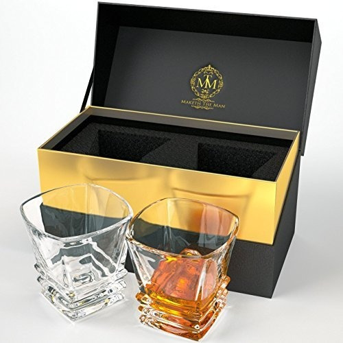 Gafas De Whisky Art Deco Set De 2 En Elegante Caja De Regalo