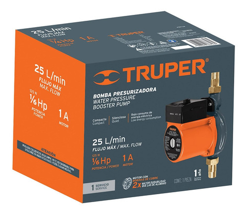 Imagen 2 de 4 de Bomba Presurizadora 1/6 Hp Truper 14635