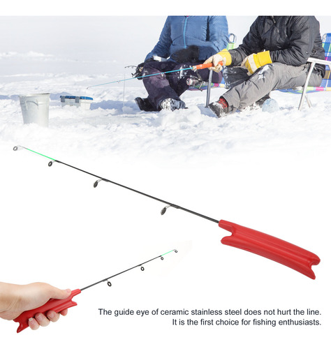 Vara De Pesca No Gelo De Fibra De Vidro Ultra Curta, Haste S