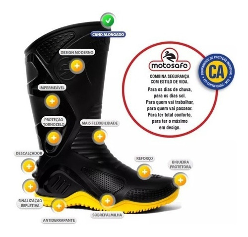 bota para motoqueiro impermeavel motosafe ca 34798