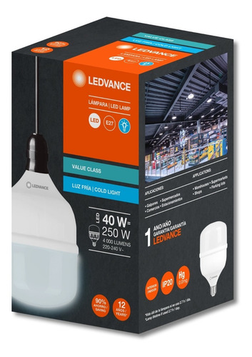 Lampara Foco Led Alta Potencia 40w Fría E27 Ledvance