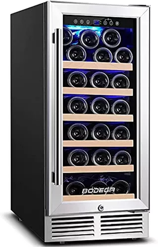 Refrigerador de vino con compresor de 19 botellas, nevera de vino  independiente, bodega con pantalla digital de temperatura y puerta de  vidrio