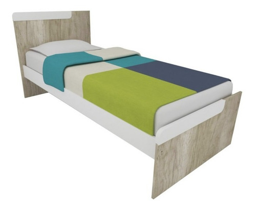 Imagen 2 de 3 de Cama 1 Plaza 80 Cm Melamina Simple Economica 1701 Tex+