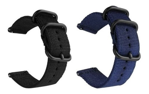 Kit Pulseira 22mm Nylon Force Compatível Relógio Smartwatch Cor Preto-azul