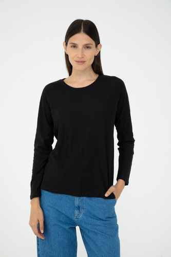Remera Manga Larga Regular Algodón Lavado Mujer Portsaid