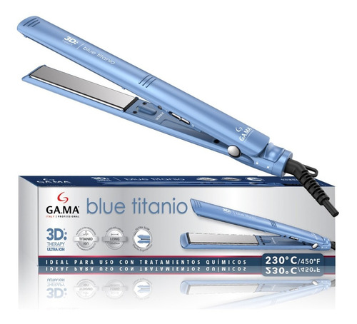 Plancha Alisadora Gama  Blue Titanio 3d Ultra Ion Color Azul