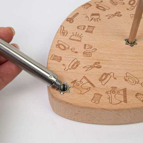N Soporte Para Hilo De Coser, Cono Único, Base De Madera,