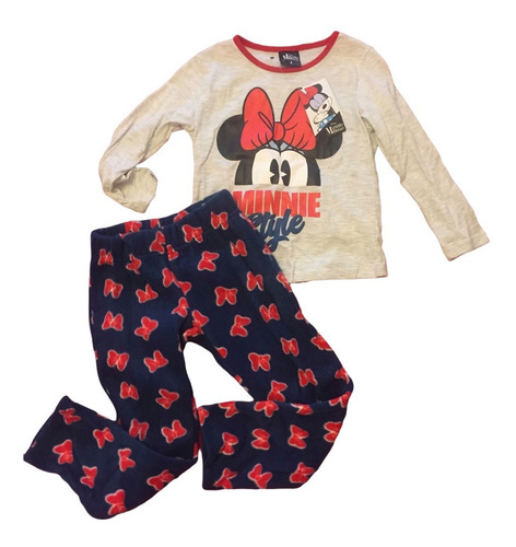 Pijama Disney Minnie Mouse. Polera Algodón Y Pantalón Polar