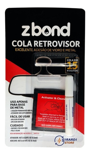 Imagem 3 de 4 de Cola Retrovisor Interno Adesivo Vidro Metal Dose Única Top