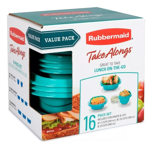 Set Envases Plásticos X8 Rubbermaid Varios Tamaños