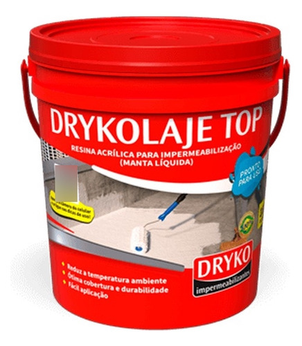 Manta Líquida Acrílica Impermeabilizante Drykolaje Top 4 Kg.