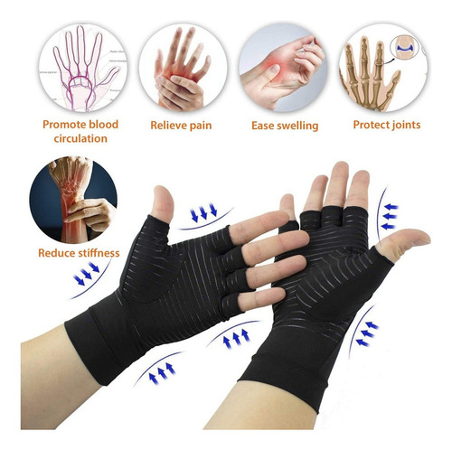 / 2 Pares Guantes De Cobre Guantes De Compresión For