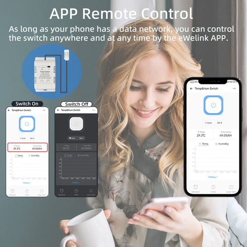 Interruptor Inteligente De Temperatura E Umidade Wifi Com Se