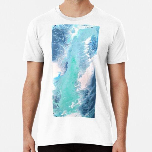 Remera Blue Turquoise Abstract Waves Fluid Liquid Art Algodo