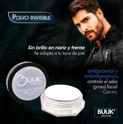 Polvo Invisible Matificante De Arroz Hombre Vit B Y D + Fps Todo Tipo De Piel Día/noche